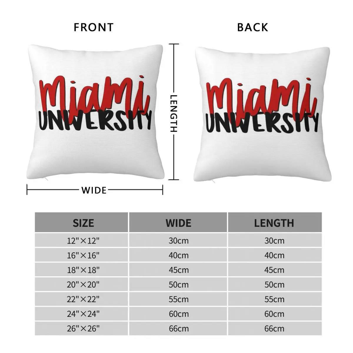 Miami University Square Pillowcase Polyester Linen Velvet Creative Zip Decorative Sofa Seater Cushion Cover
