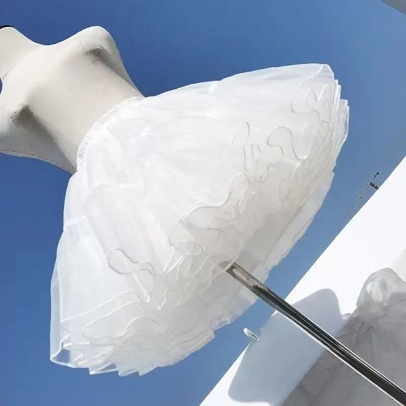 M-XL 5 Schichten 35/40 cm weißer schwarzer Petticoat, flauschiger Lolita-Rock, Unterstützung ohne Knochen, weiches Garn, Baldachin, Kleid-Zubehör, Mädchen, Japan – Detail 5