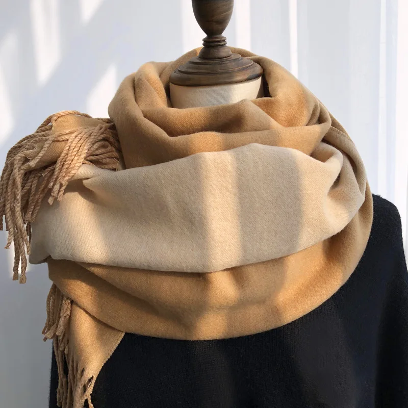 Scarf Long Thick Soft Warm Reversible Solid Color Winter Warm Wrap Shawl for Women Casual Outdoor Commute Travel