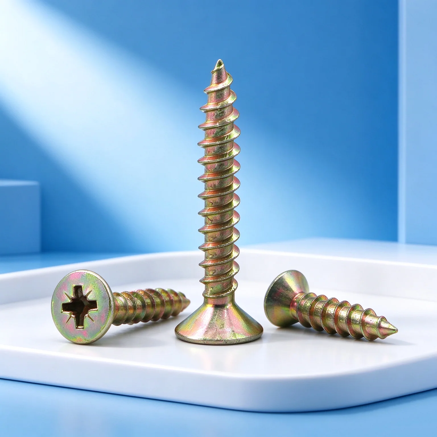 20PCS Cross Recessed Countersunk Fibreboard Chipboard Screws M3 M3.5 M4 M5 Color Zinc Coated Flat Head Self Tapping Wood Screw