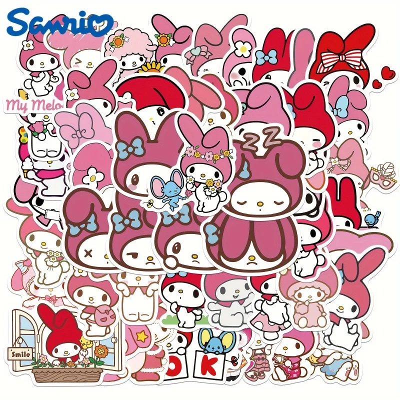 

50pcs Sanrio My Melody Cartoon Graffiti Stickers - Cute Waterproof, Self-Adhesive PVC Decals for Phones, Laptops Diy Stickers