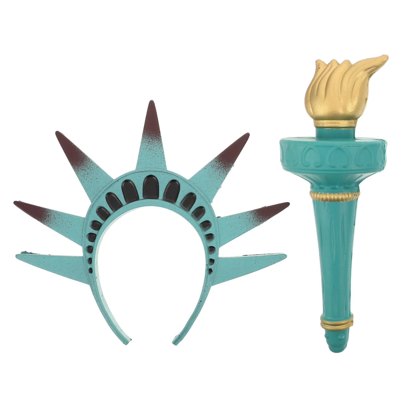 1Set Statue of Liberty Crown Headband and Torch Costume Accessory Kit for 4Th of July Independence Day Halloween Party