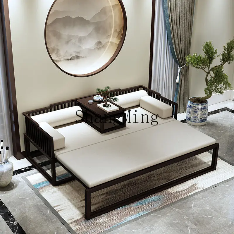 

FG new Chinese Arhat bed push-pull bed solid wood elm small apartment furniture combination sofa bed