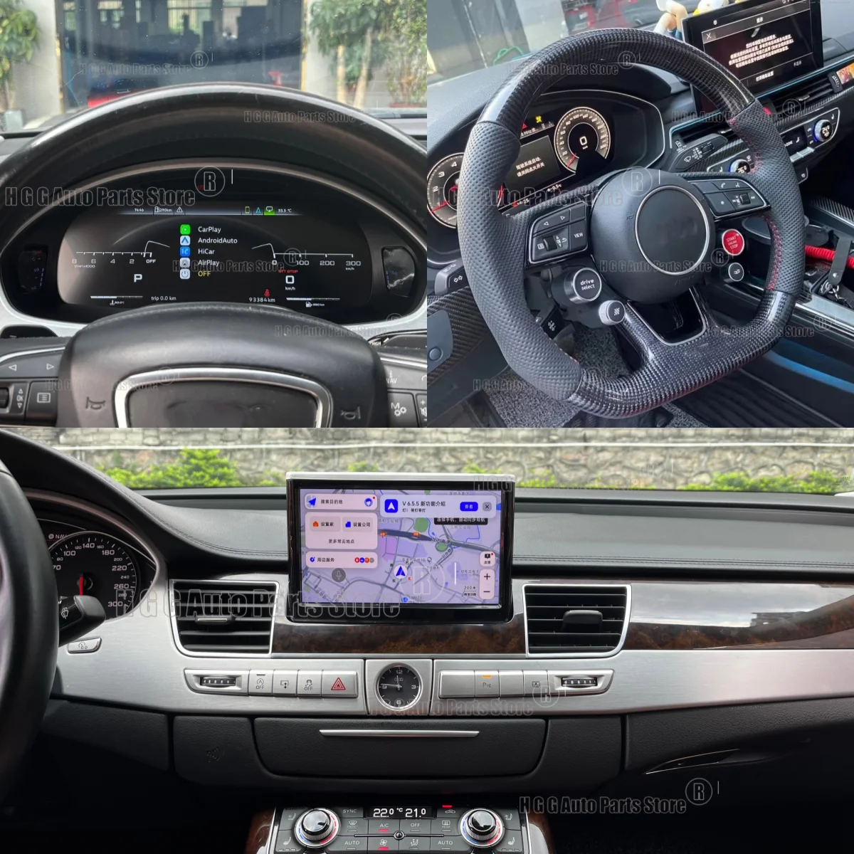 2011 to 2017 For Audi A8 Customized Steering Wheel Car LCD Digital Dashboard 8 inch Car GPS Navi Radio Wireless CarPlay gadgets