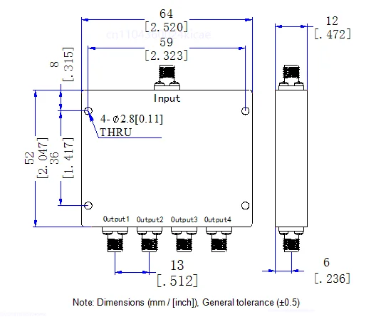 SMA Head 800-2700M Divisor de quatro potências GPS/WIFI 0,8-2.7G Combinador de circuito de distribuição de quatro potências de um ponto