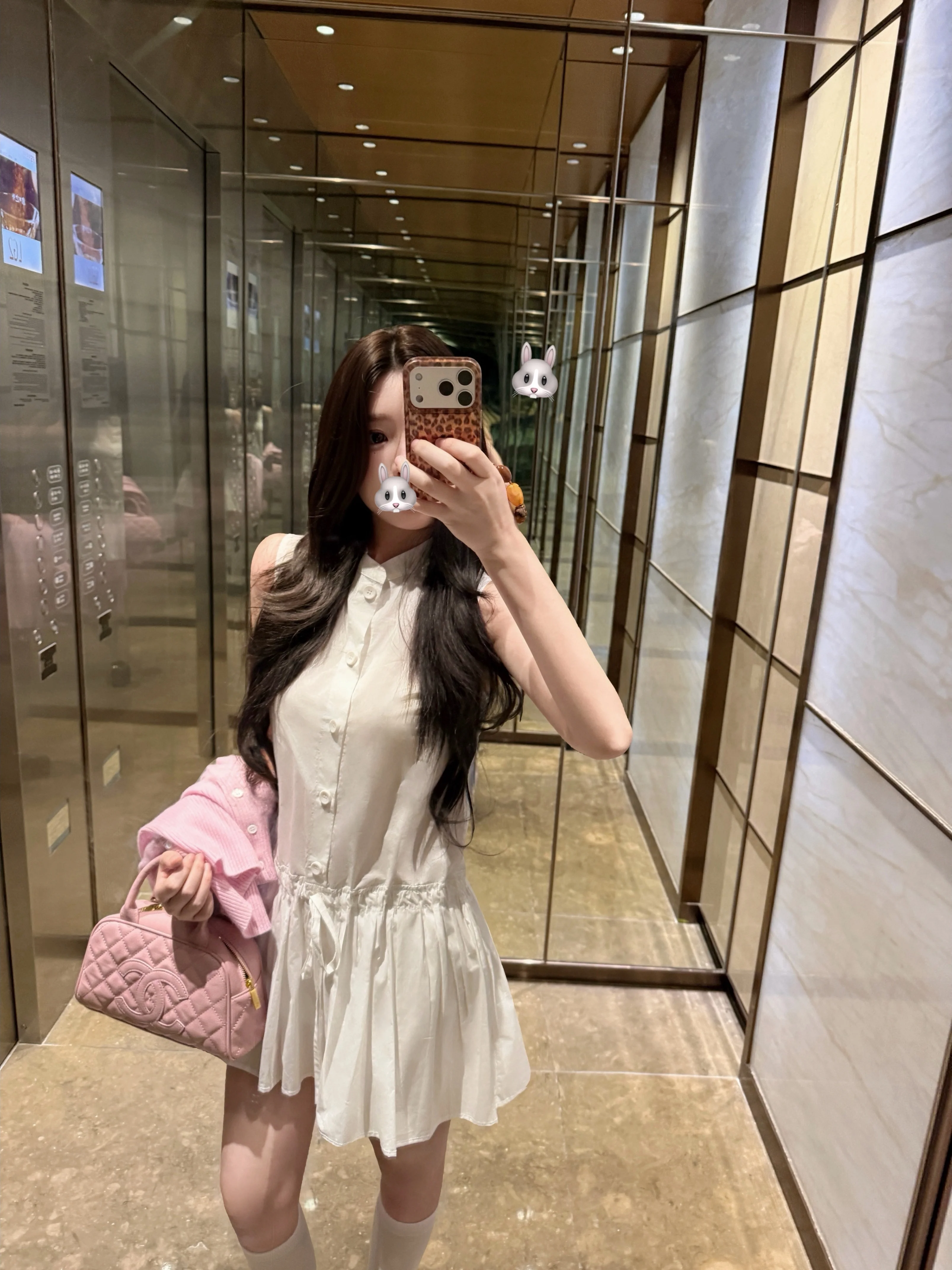 White Long Sleeve Puff Sleeve Shirt Dress with Drawstring Cotton A-Line  Skirt Casual Style Button Closure Slim Fit for W...