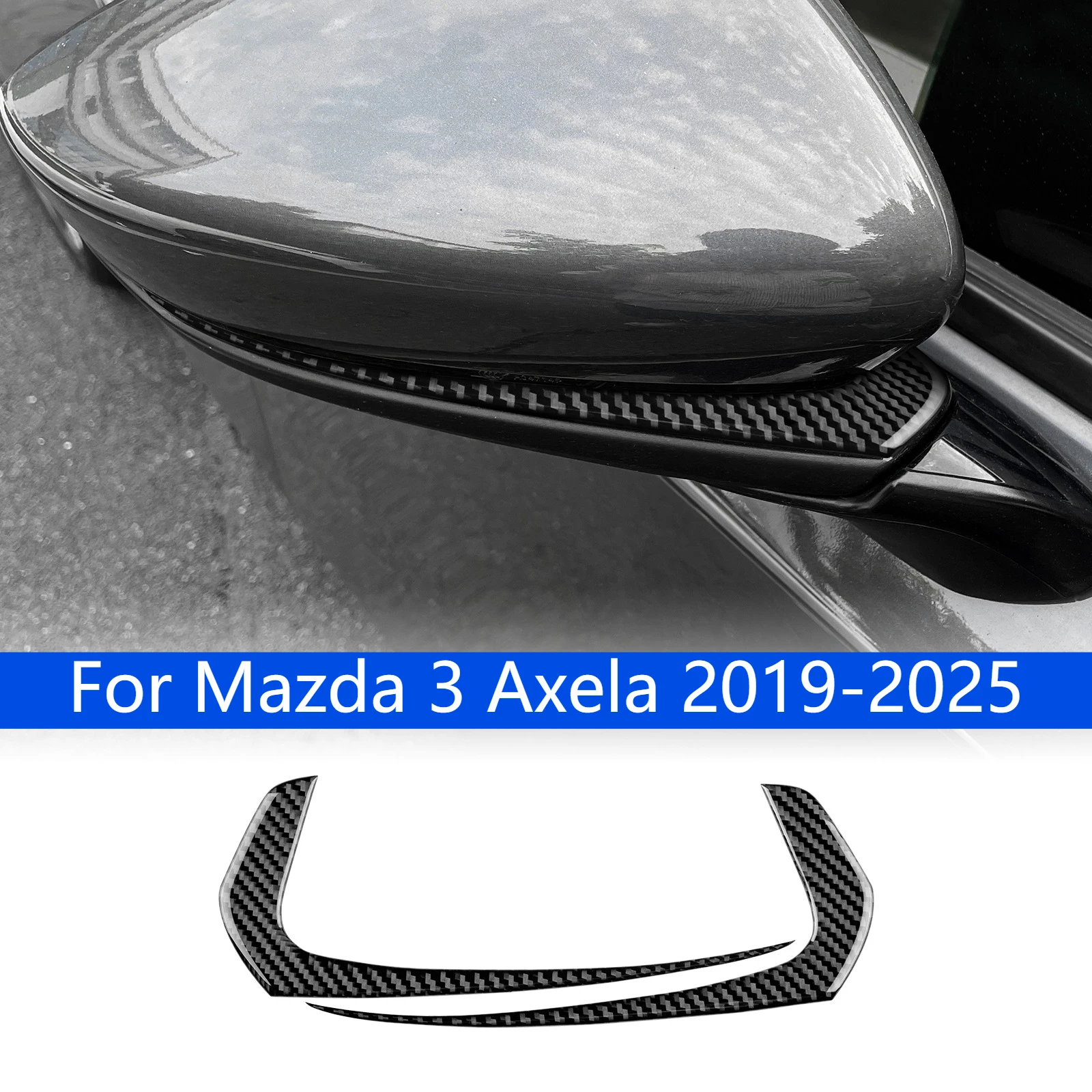 Carbon Fiber For Mazda 3 Axela 2019-2025 Rearview Mirror Trim Anti Scratch Sport Style Exterior Modification Decor Accessories