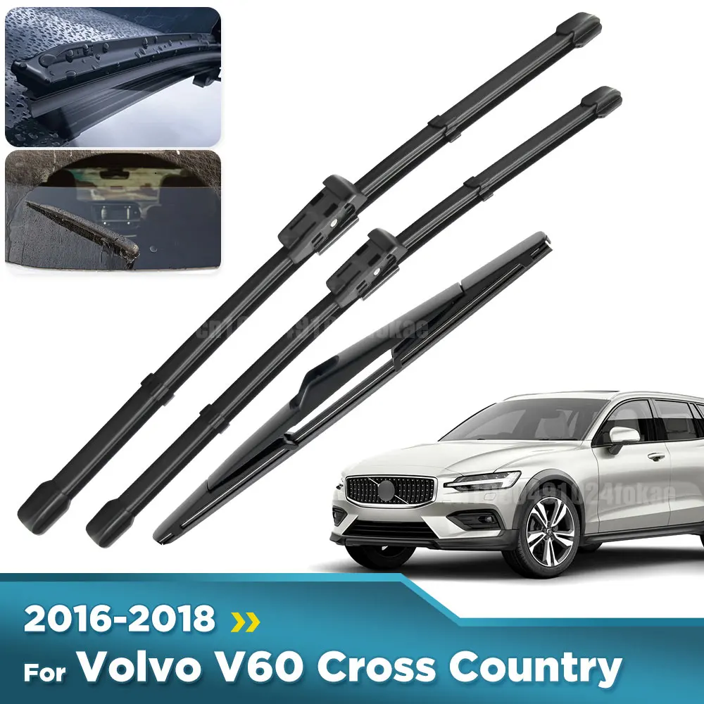 

For Volvo V60 Cross Country 2016-2018 2017 Wiper Front & Rear Wiper Blades Windshield Windscreen Window Brushes 26"+20"+12"