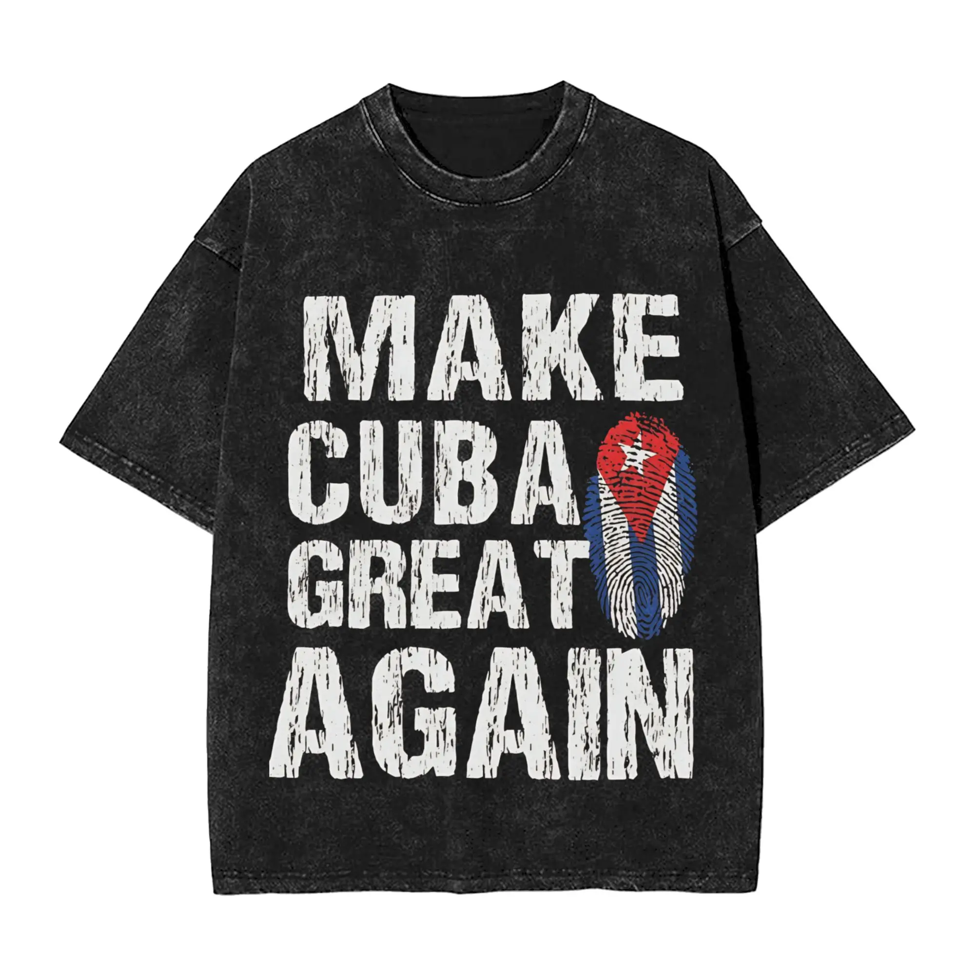 Camiseta lavada con estampado de Cuba, gran patria y vida viva, Cuba libre, para hombre y mujer, ropa de calle, estilo hip hop, camiseta de verano
