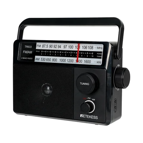 Radio de table grand écran, radio portable AM FM, haut-parleur haute puissance à piles rechargeables pour personnes âgées, camping en plein air