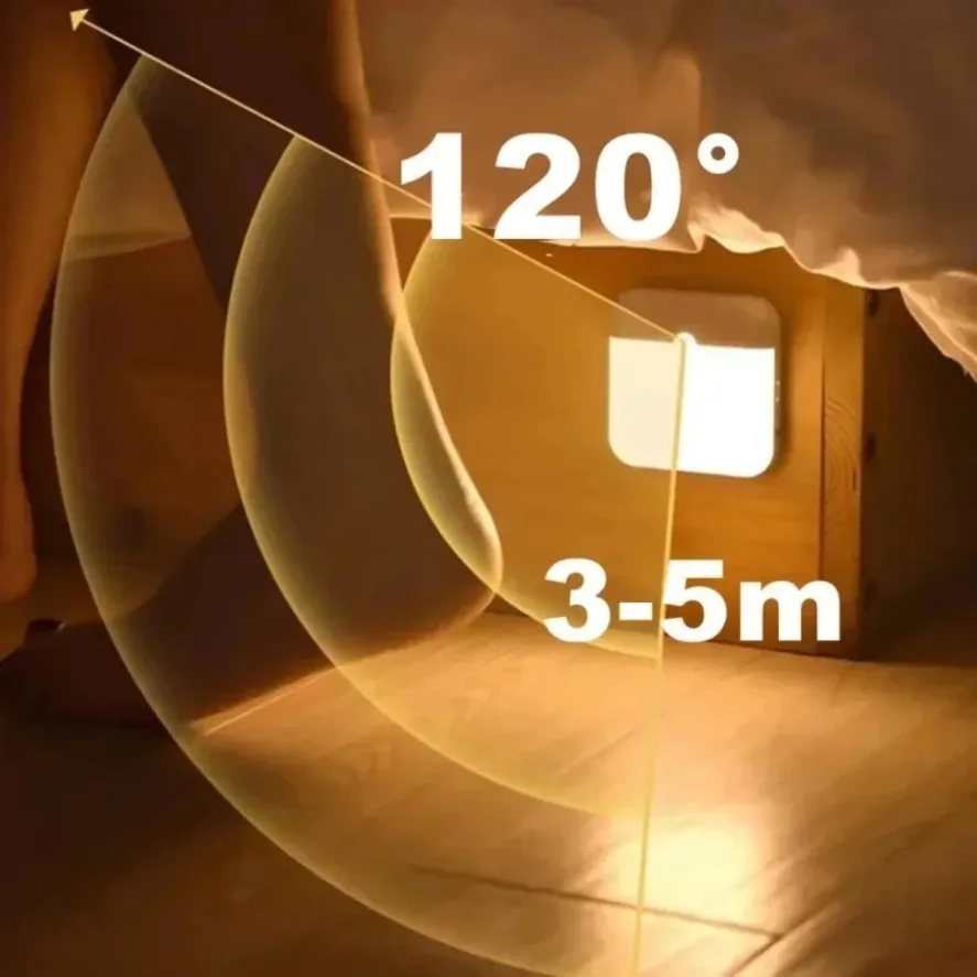 PIR Motion Sensor USB Night Light Induction Rechargeable LED lights For Bedroom Kitchen Stair Hallway Wardrobe Cupboard Lighting