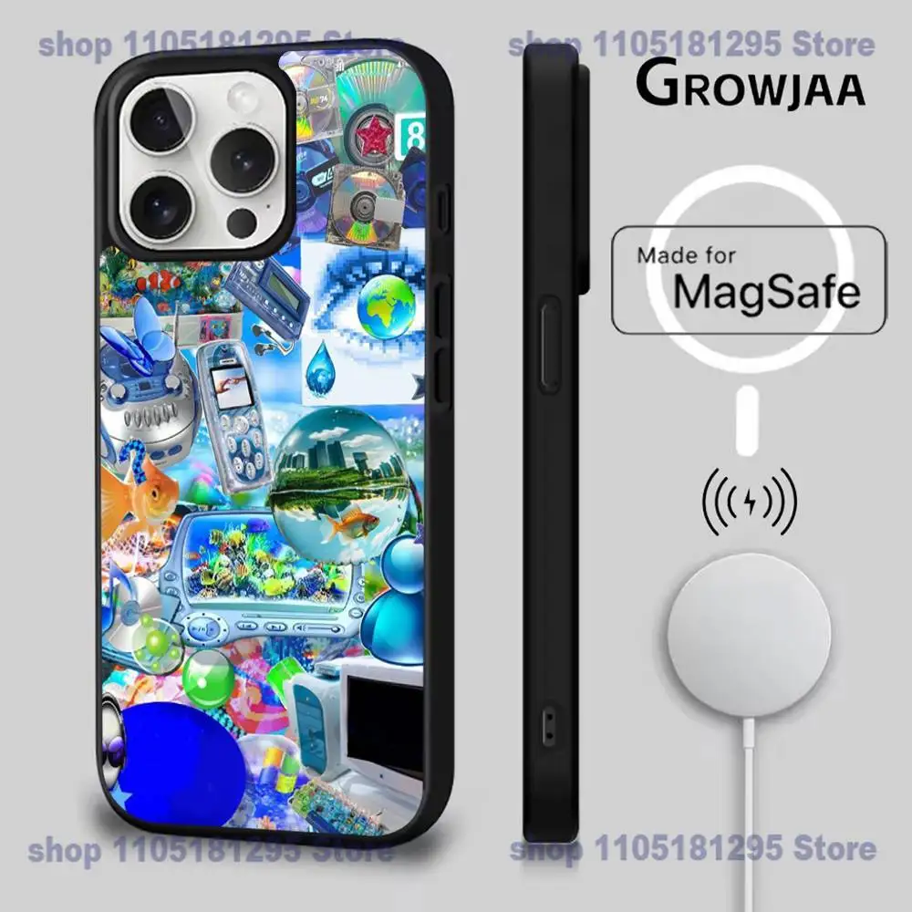 Funda de teléfono Frutiger Aero para iPhone 17,16,15,14,13,12,11,Pro,Max,Plus,Mini,SE4,E carga inalámbrica Magsafe magnética