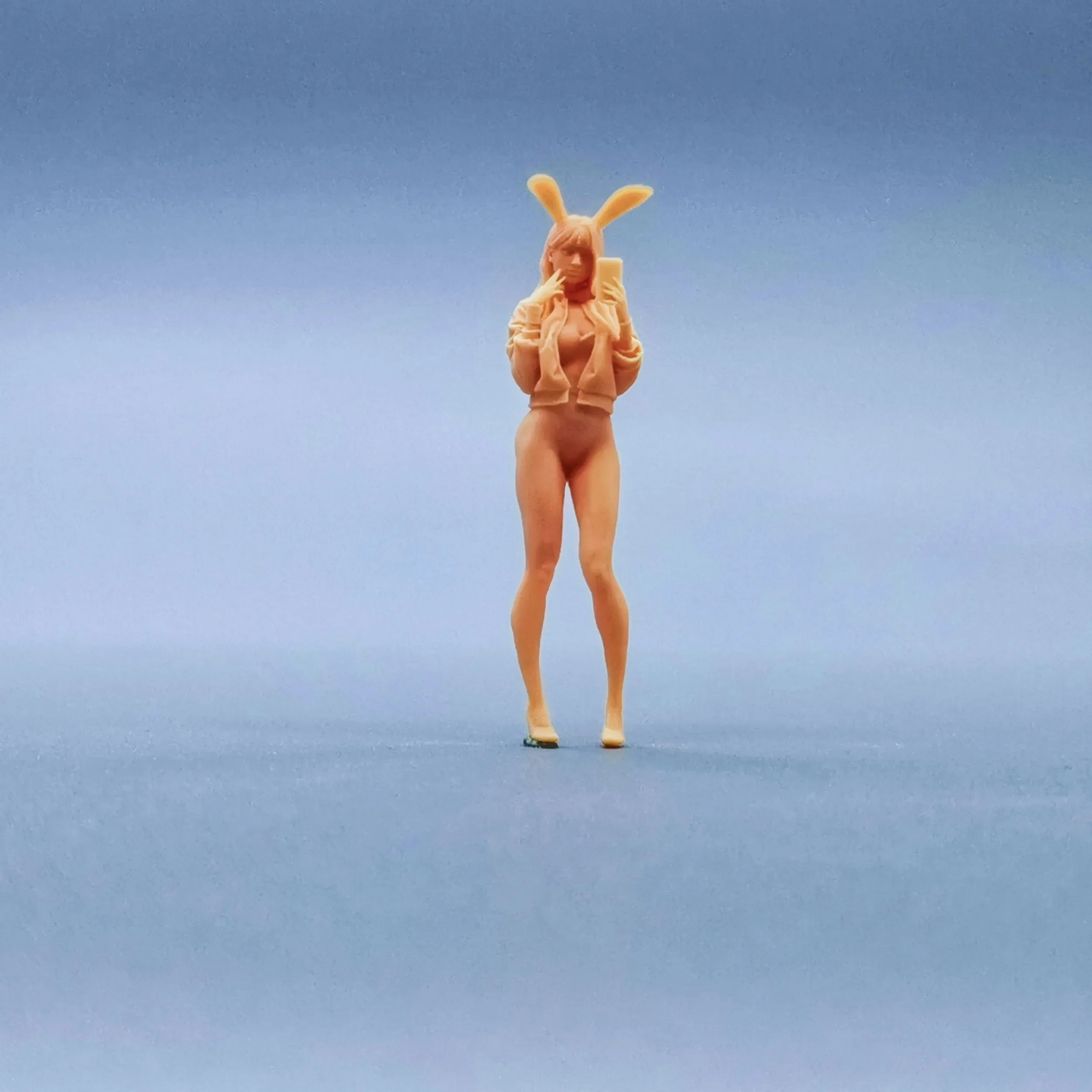 1/64 Figuren Maßstab Modell Harz Selfie Kaninchen Mädchen ungefärbte Miniaturen Diorama handbemalt W129