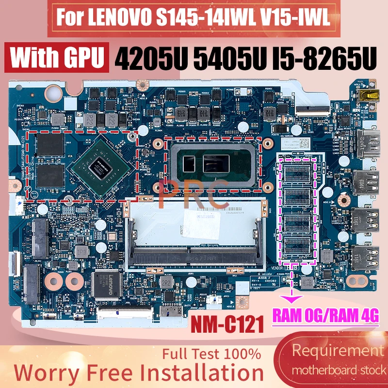 Imagem -02 - Placa-mãe Portátil para Lenovo Nm-c121 S14514iwl V15-iwl 4205u 5405u i3 I58265u Ram 4g N16v-gmr1-s-a2 Notebook Mainboard