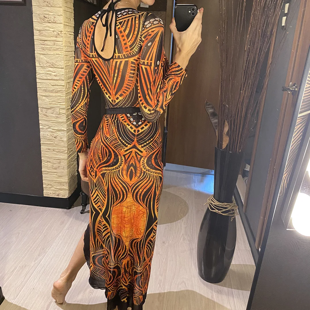 S - XXL 3-teiliges Set, neues, bedrucktes, langärmeliges Badeanzug-Set mit Hose, Sarong, Damen-Badebekleidung, einteiliger Badeanzug, Damen-Badeanzug, Badeanzug V7180 – Detail 8