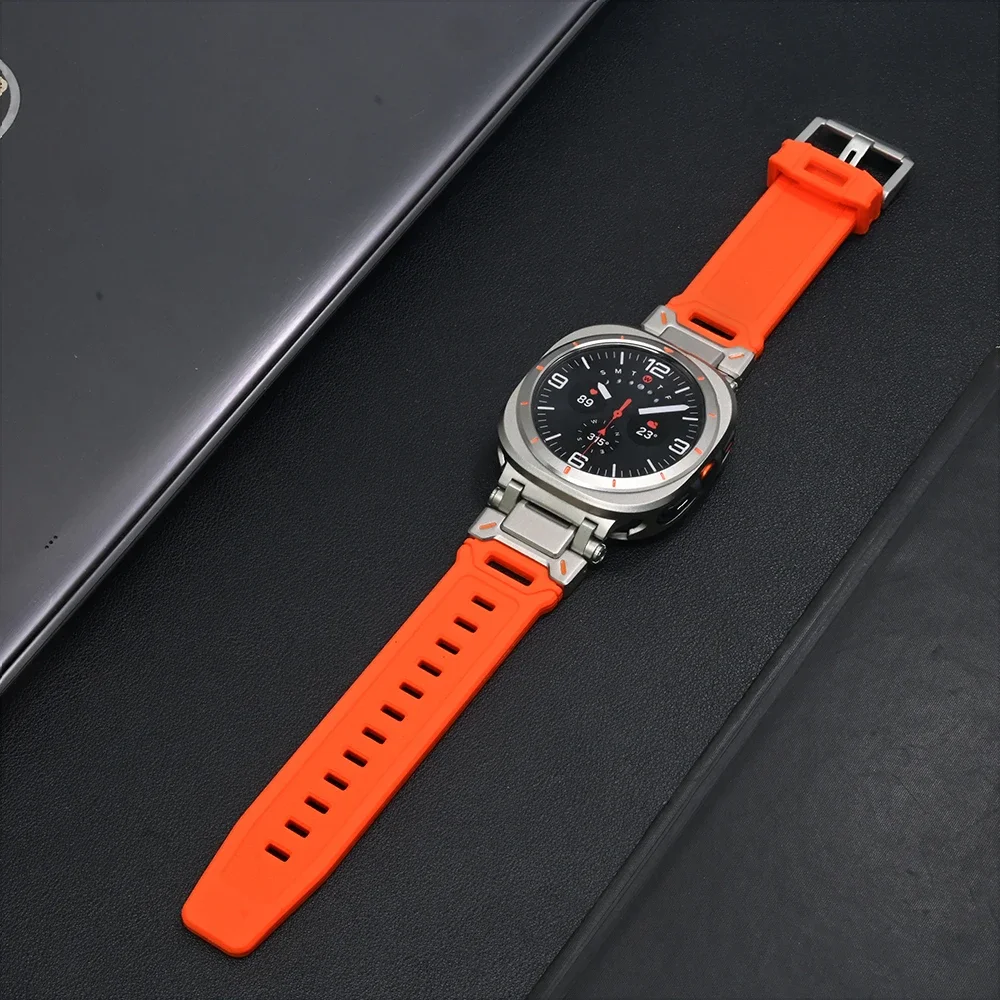 Strap+Case for Samsung Galaxy Watch Ultra 47mm Metal Protector Case Cover Silicone Bracelet for Galaxy Ultra 47mm NO Gaps Band