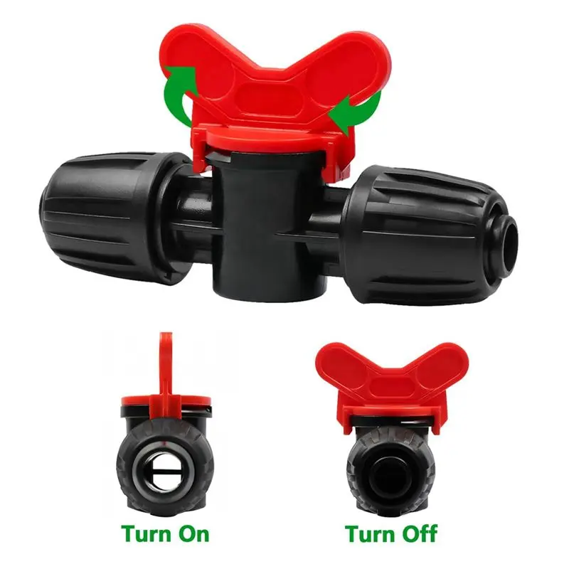 AA94-20 Pcs Drip Irrigation Switch Valves 1/2 Inch - In-Line Barb Lock For Tubing 0.60-0.65Inch OD, Outdoor Shut Off Valve