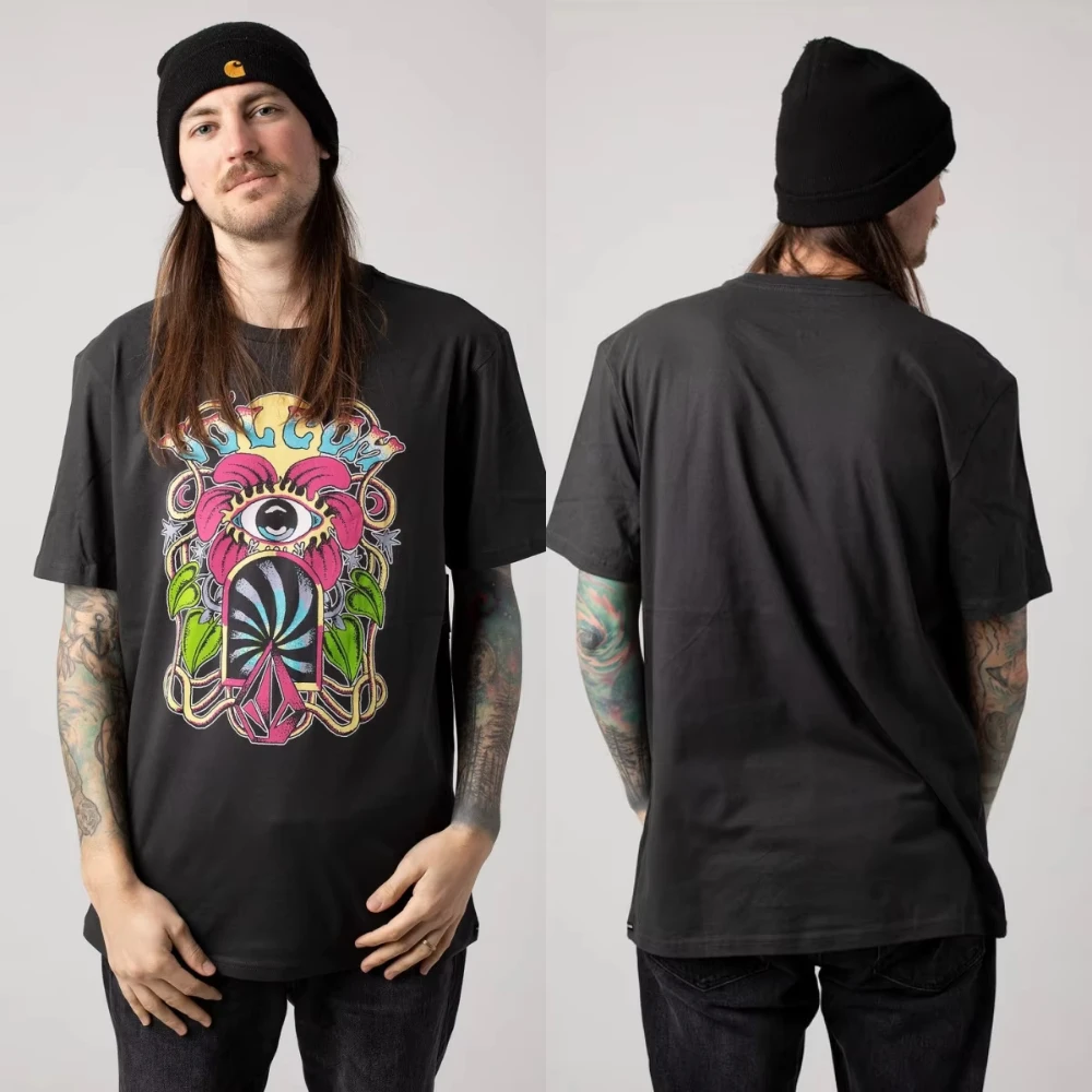 2026 Kids Adults Vintage Skate Graphic T-Shirt Retro Cartoon Monster Eye Cat Print Tee Aesthetic Short Sleeve Crew Neck Casual