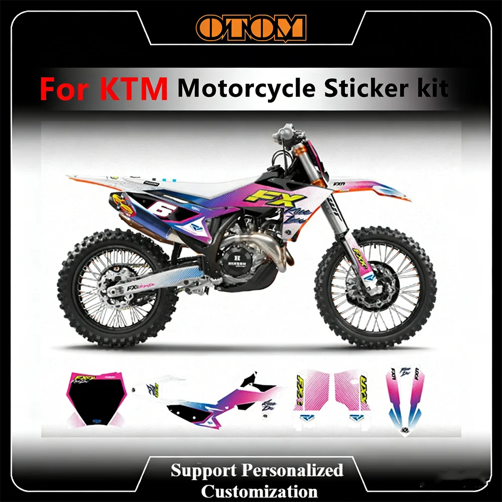 

OTOM Motocross Customize Graphics Decals for KTM EXC EXCF XCW SX SXF 2024-2026Holographic Chrome Gravel Sticker Kit