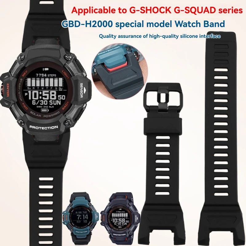 Para reloj de silicona para deportes de montaña Casio GBD-H2000 Series con accesorios 3515, pulsera negra y azul para hombre