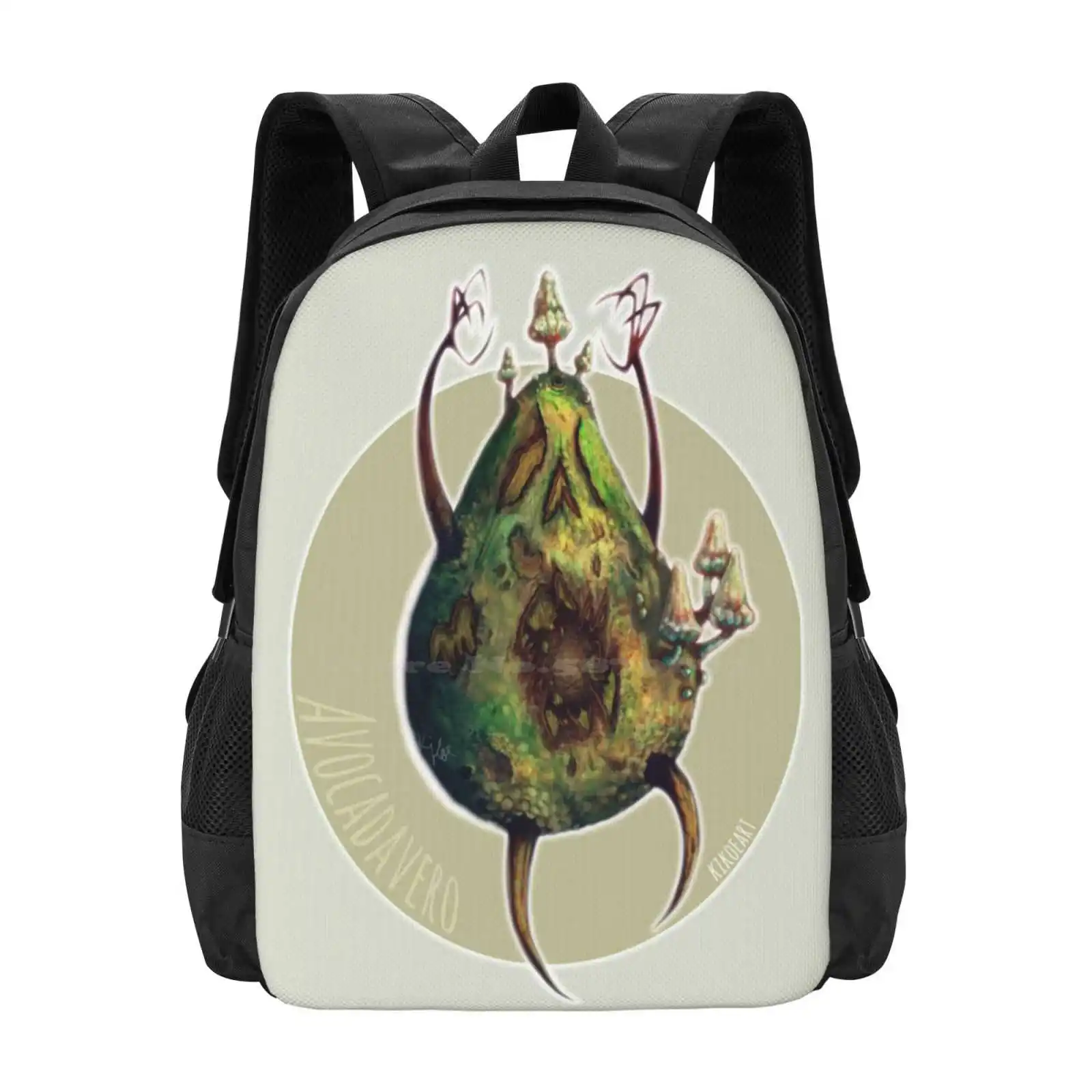 

A Is For Avocadavero The Haunted Avocado Hot Sale Schoolbag Backpack Fashion Bags Haunted Avocado Spooky Art Cute Monster Funny