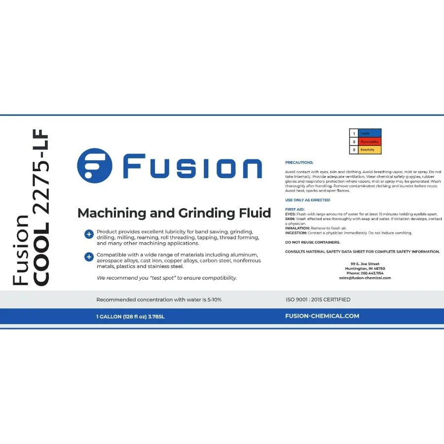سائل التصنيع مع رغوة منخفضة من Fusion Cool 2275 LF مبرد للأغراض العامة مع شبه استثنائي ذو رائحة منخفضة عالية التشحيم