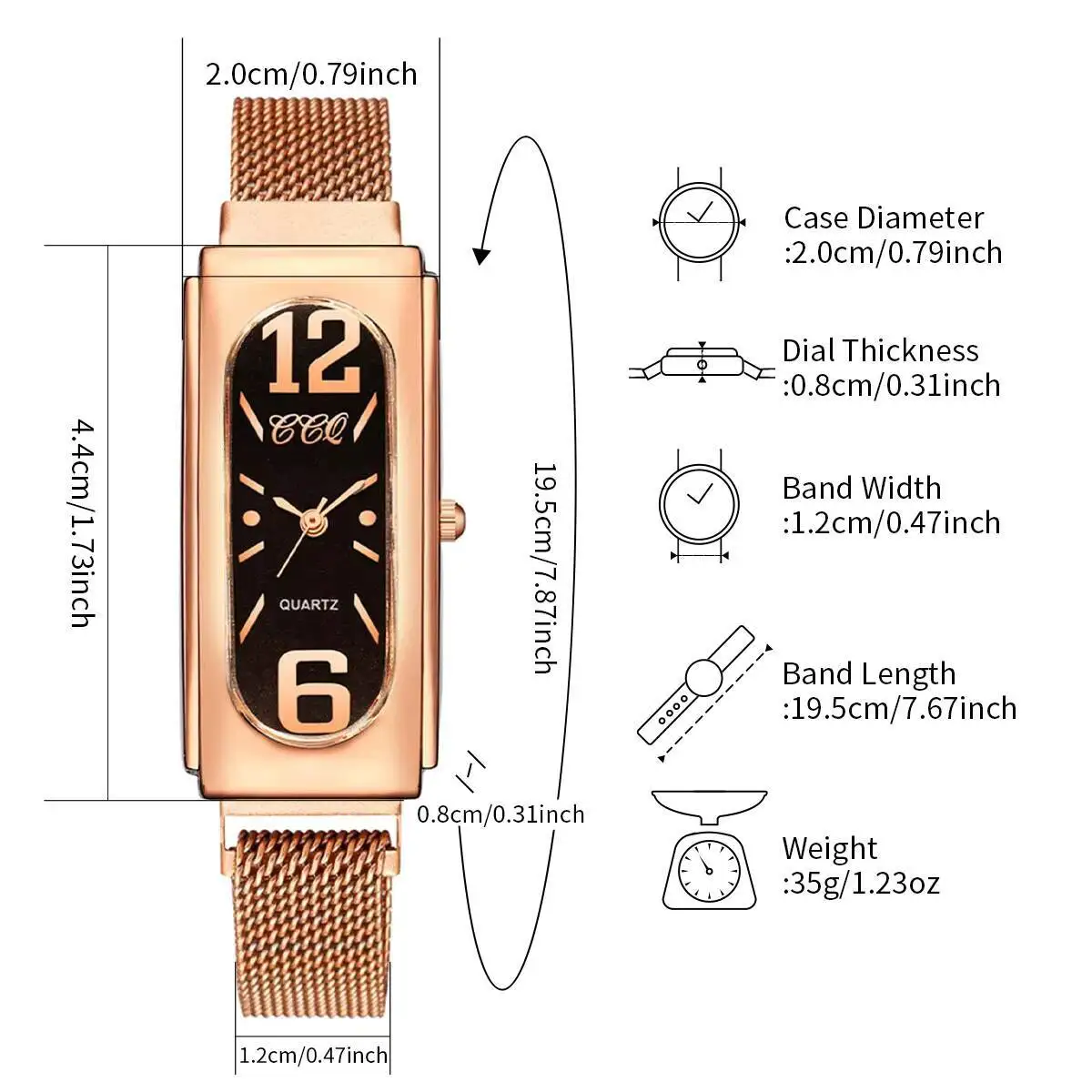 6 шт./набор, женские кварцевые часы с прямоугольным циферблатом