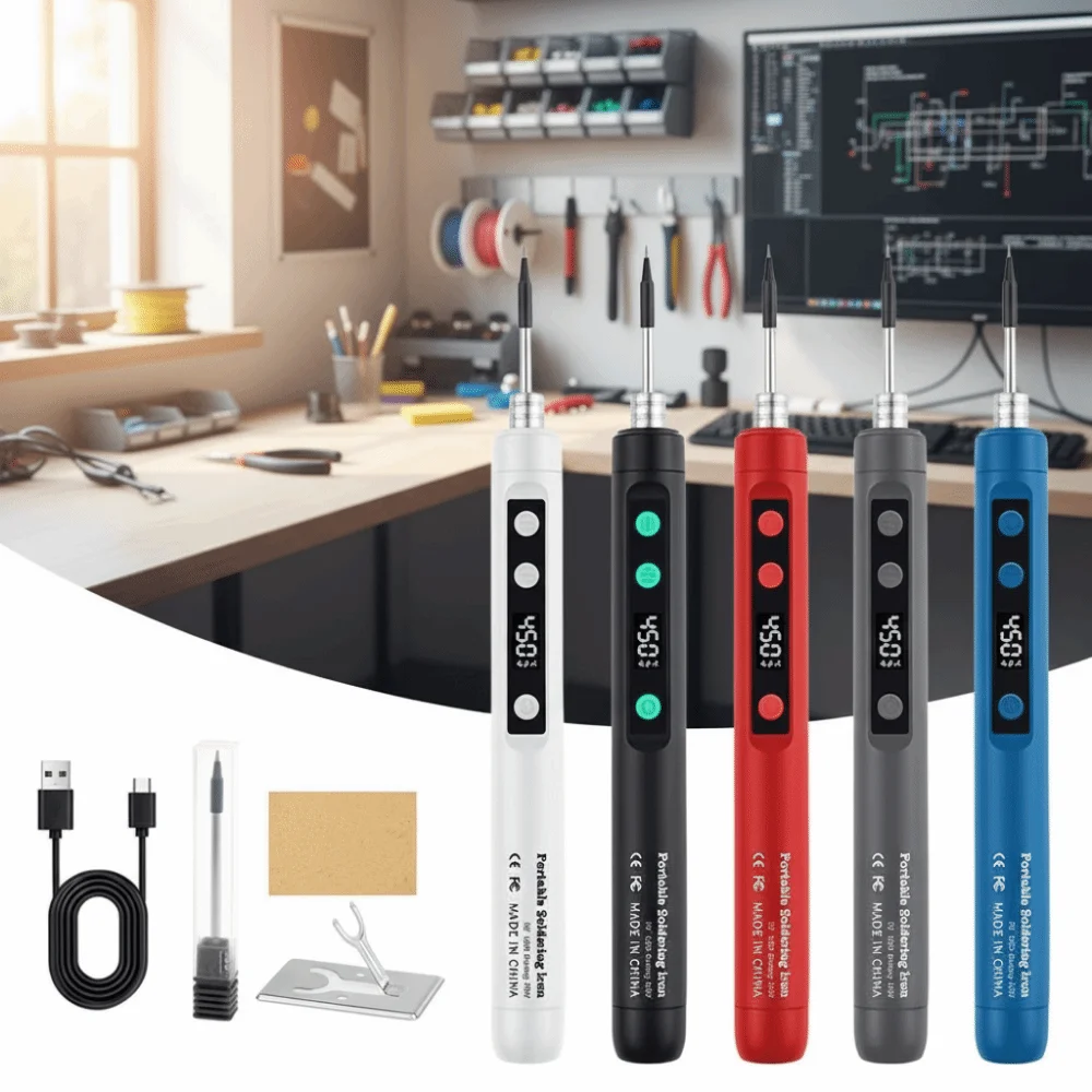 Temperatura regolabile USB Saldatore Velocità di riscaldamento 5V/15W Ferro da stiro elettrico Saldatura Li Carica batteria Display digitale