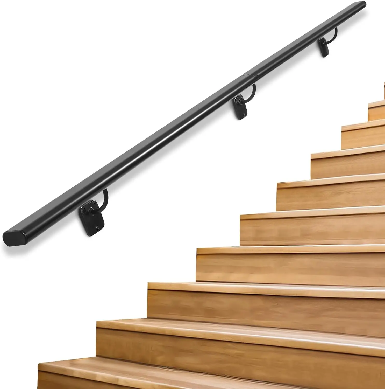 

Industrial Wall-Mounted Handrail for Indoor and Outdoor Stairs, 5ft Aluminum Metal Railing