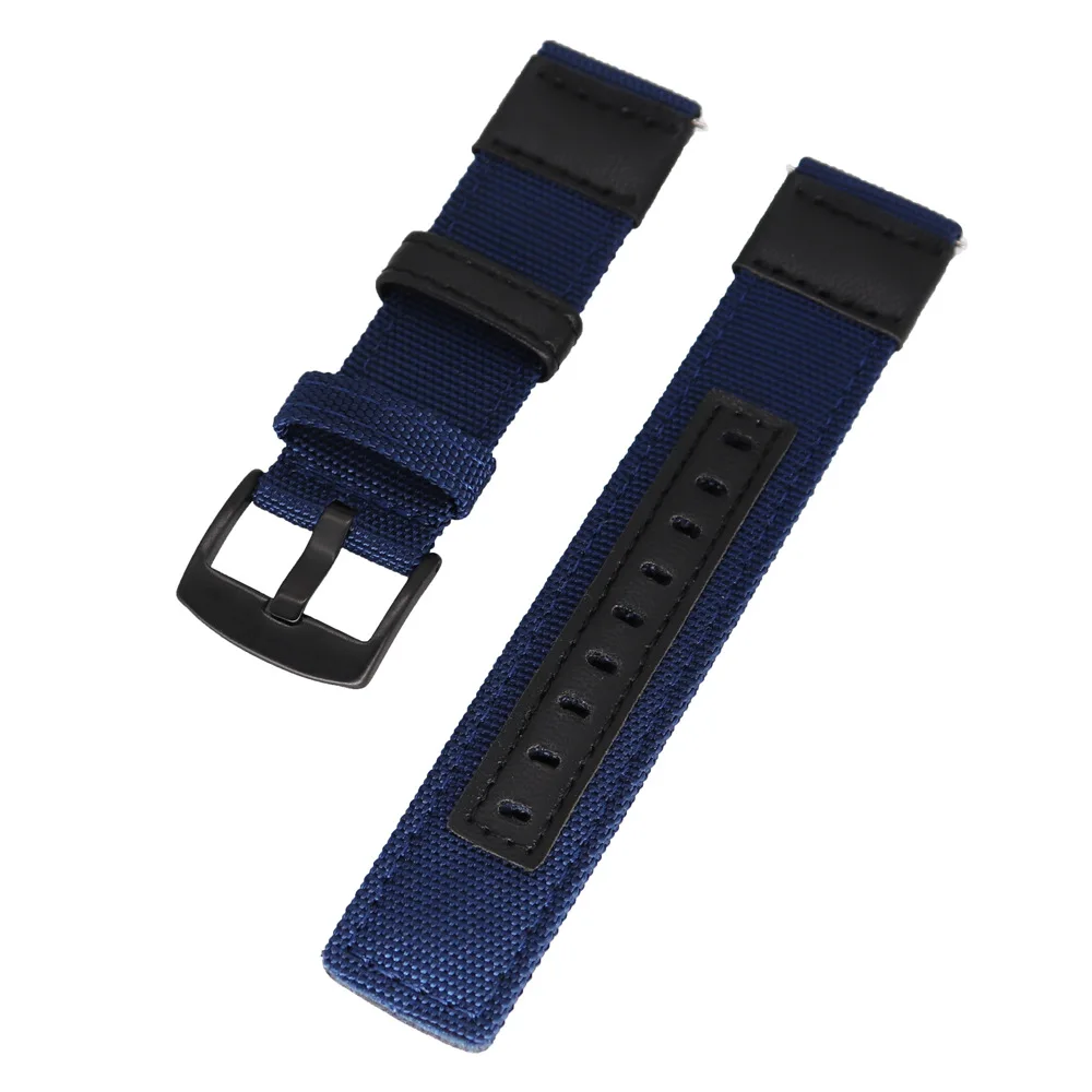 Tali nilon kanvas 20mm 22mm, tali kulit asli tali rilis cepat tali olahraga untuk Samsung Huawei GT4 gelang