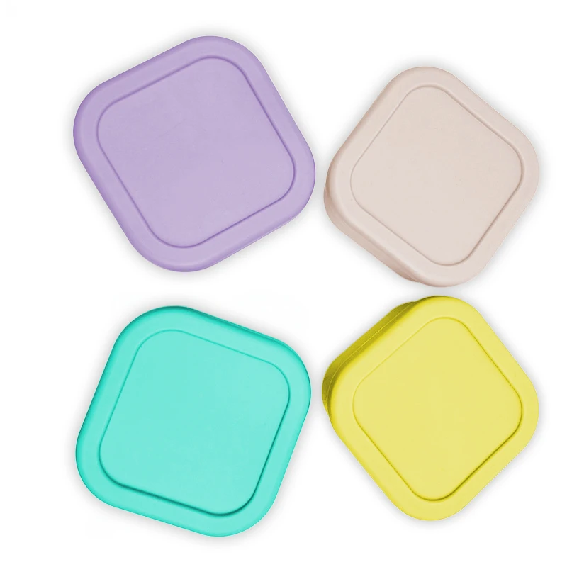 Children's covered complementary food tableware square silicone bento box fresh-keeping steaming  boiling  freezing  ice grid