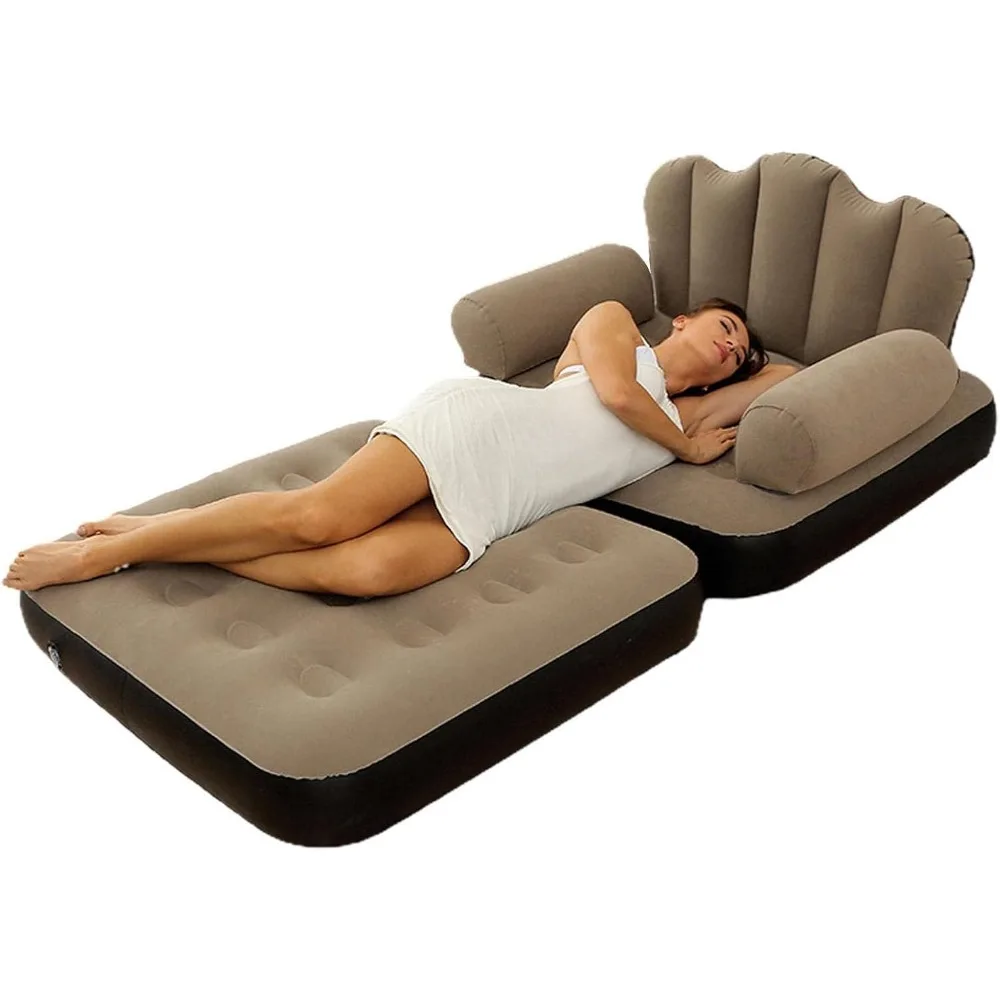 

Inflatable Couch - Folding Portable Inflatable Double Layer Sofa,Outdoor Adult Lazy Sofa Inflatable Bed Convenient Foldable Recl