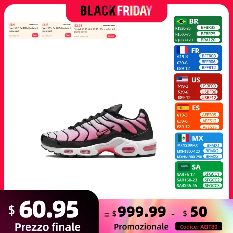 Nike Air Max Plus TN Trendy Sneakers Comfortable Wearable Sneakers Women's High Gloss Pink and White