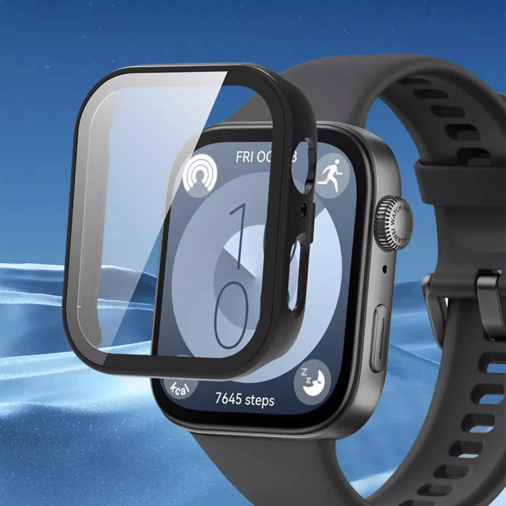 อุปกรณ์ป้องกันหน้าจอสำหรับนาฬิกา Huawei พอดีกับ3เคสอุปกรณ์เสริม PC กรอบกันกระแทกฝาครอบกระจกนิรภัยสำหรับ Huawei สาย fit3