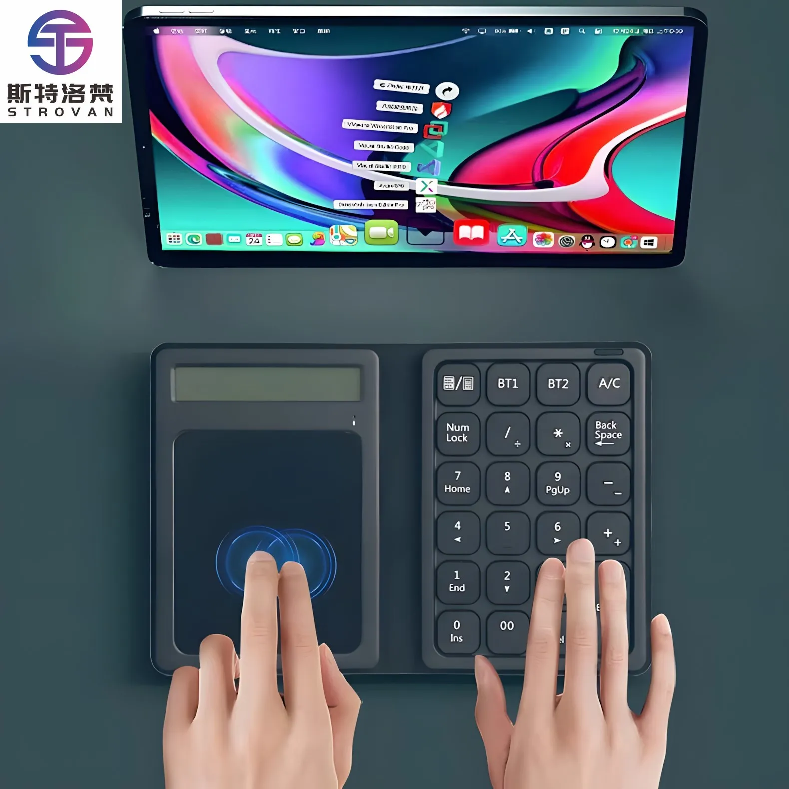 Portable Folding BT Number Keyboard With Mouse Touchpad MIni Wireless BT Numeric Keyboard with Mouse Touchpad
