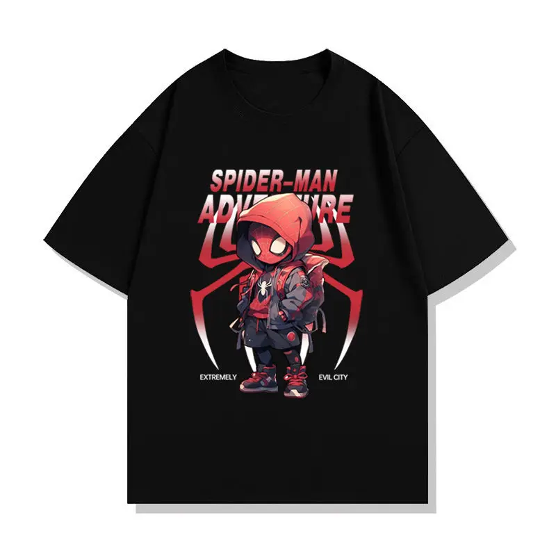 

American Retro Peripheral Spider-Man Short-sleeved T-shirt Men's Summer Loose Trendy Brand Men's and Women's Tops Sports Casual