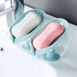 Suction Cup Soap dish For bathroom Shower Portable Leaf Soap Holder Plastic Sponge Tray For Kitchen Bathroom accessories