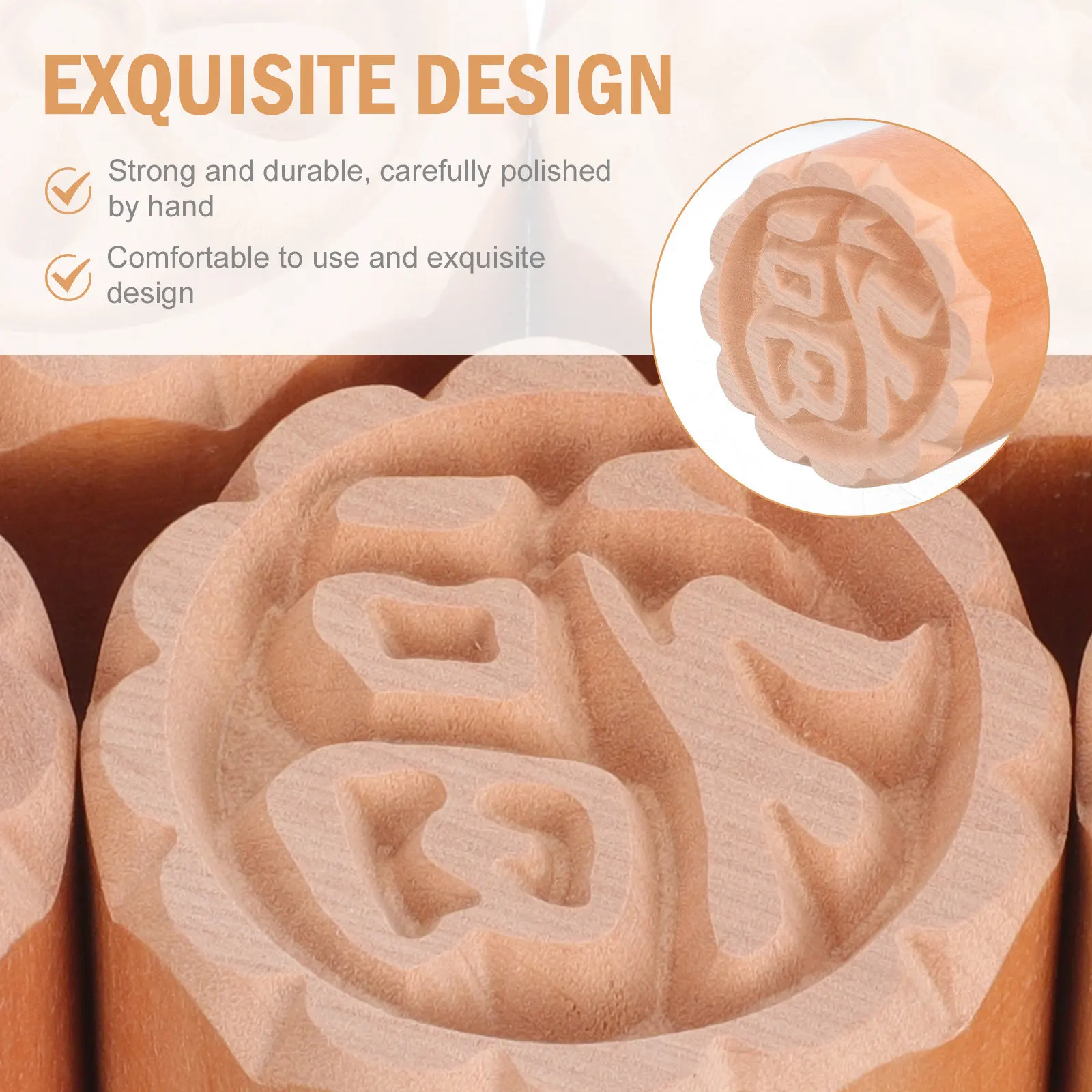5Pcs Cake Printing Stamps Decorative Wooden Dessert Molds DIY Baking Stamp Tools for Cake Candy Bread Jelly Chocolate view 3