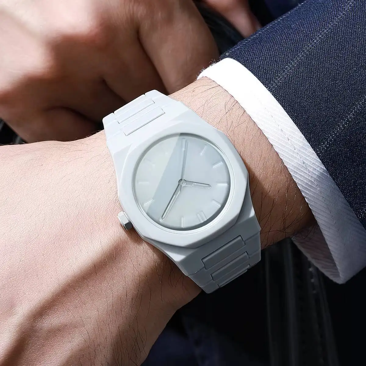Relojes informales con banda de plástico para Hombre, Reloj de pulsera de negocios con esfera Simple para Hombre, Reloj para Hombre (sin caja)