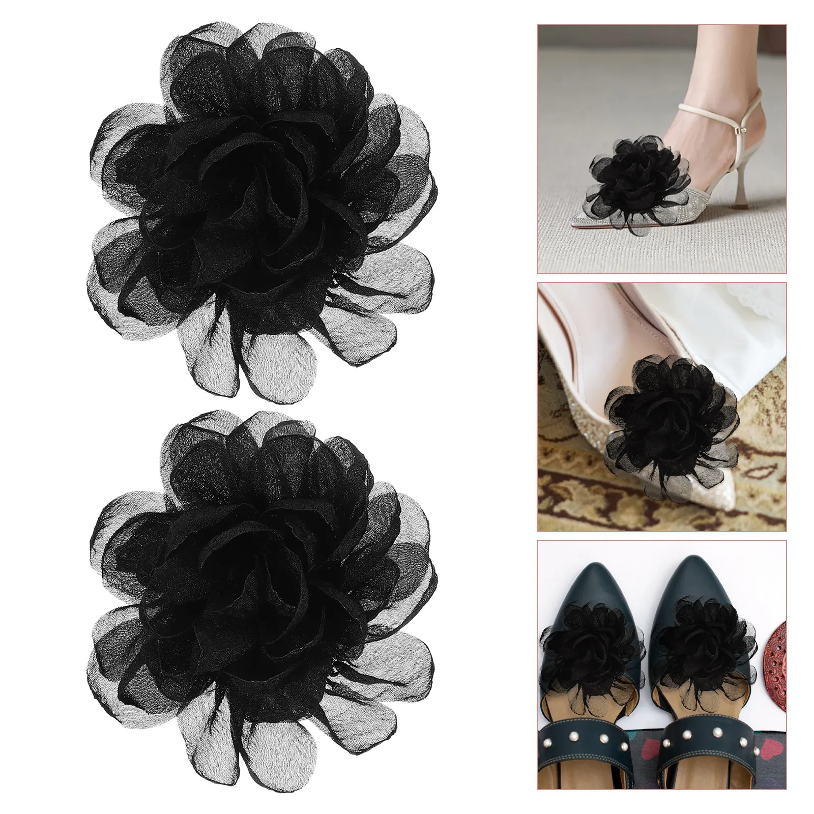 2Pcs Shoe Flower Clips High Heel Shoe Decor Fall Wedding Detachable Buckle Decorations Women Party Sneaker Charm