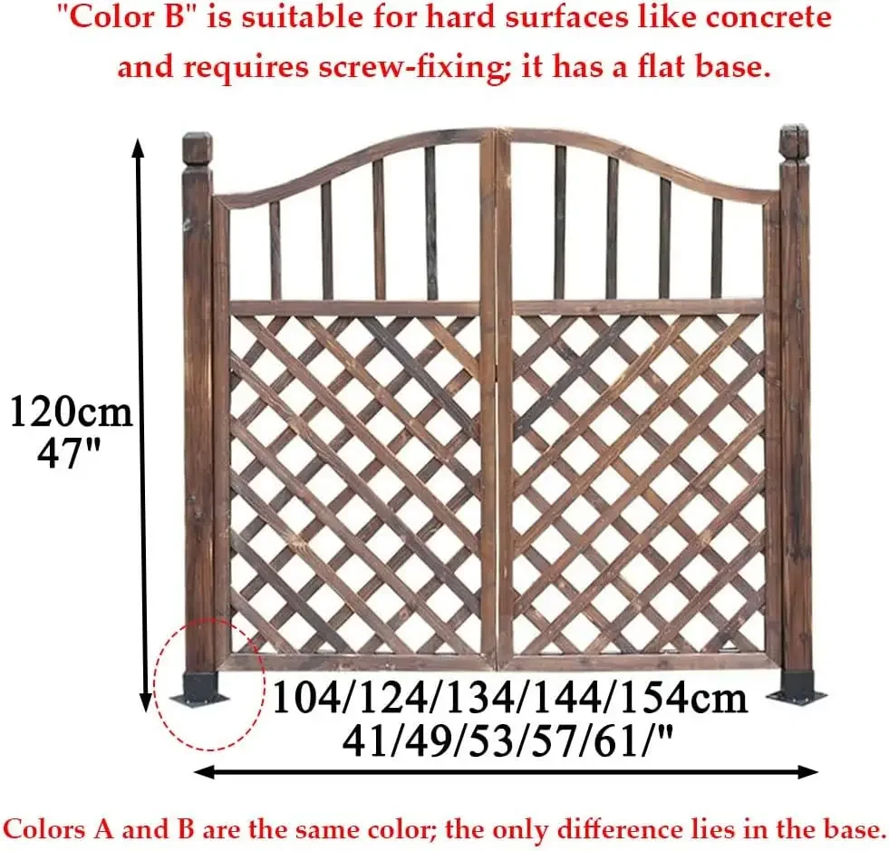 Outdoor Garden Gate, Freestanding Solid Wood Fence Gate, Arched Double Door Walk-Through Gate for Yard, Patio, Vegetable Garden