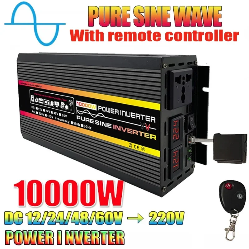 

Pure Sine Wave Inverter 10000W DC12V/24V/48V/60V To AC220V Voltage Transformer Converter Car Power Inverter With LED Display