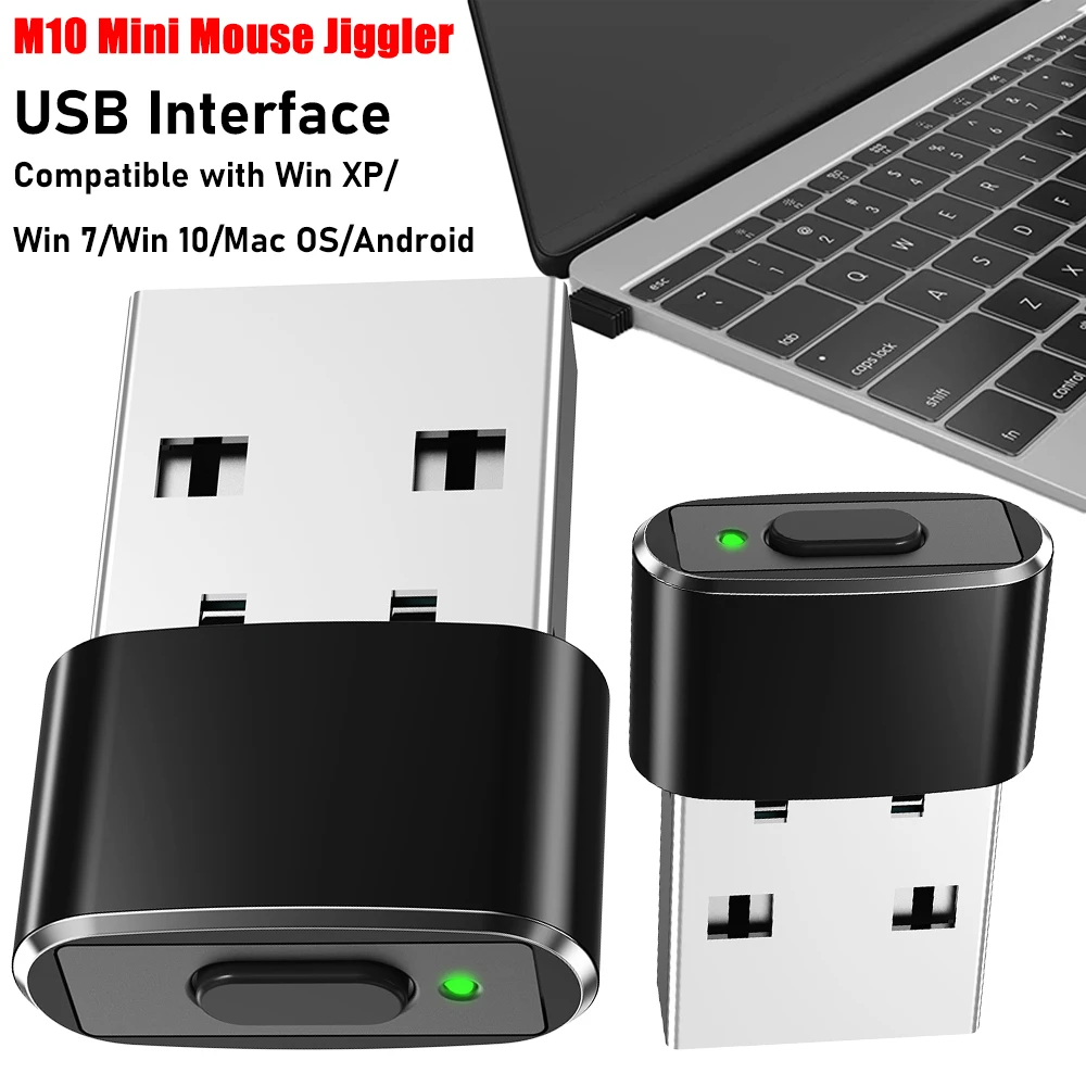 M10 USB Mini Mouse Jiggler Undetectable Silent Mouse Mover ON/Off Button Automatic Move Simulators For Keeping Computer Active