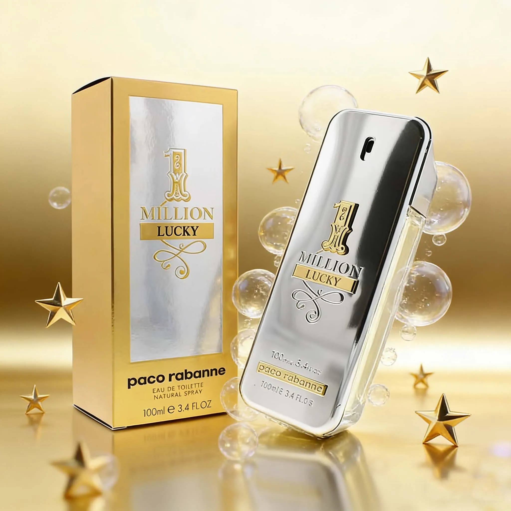 Paco Rabanne 1 Million Lucky Fragranza Maschile con Note Agrumate Vivaci e Calde, Lunga Durata, 100ml