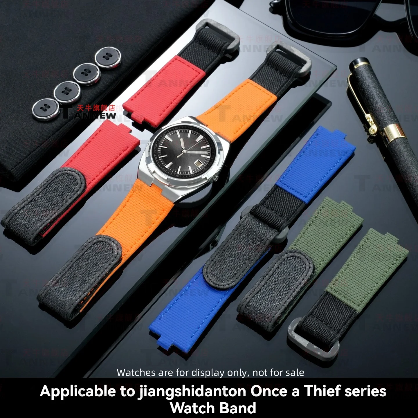 FKM Rubber Watch Strap for Vacheron Constantin Overseas 4500V 5500V 7900V, 24mm Quick Release Waterproof Sport Replacement Band