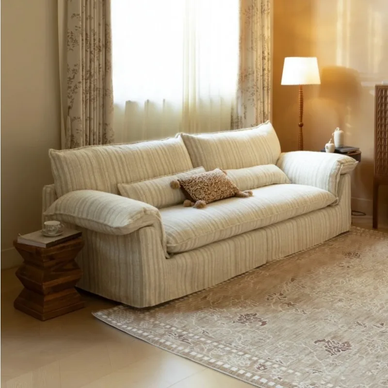 

French natural lazy cream style fabric sofa high-end living room designer modern light luxury multi-person sofa