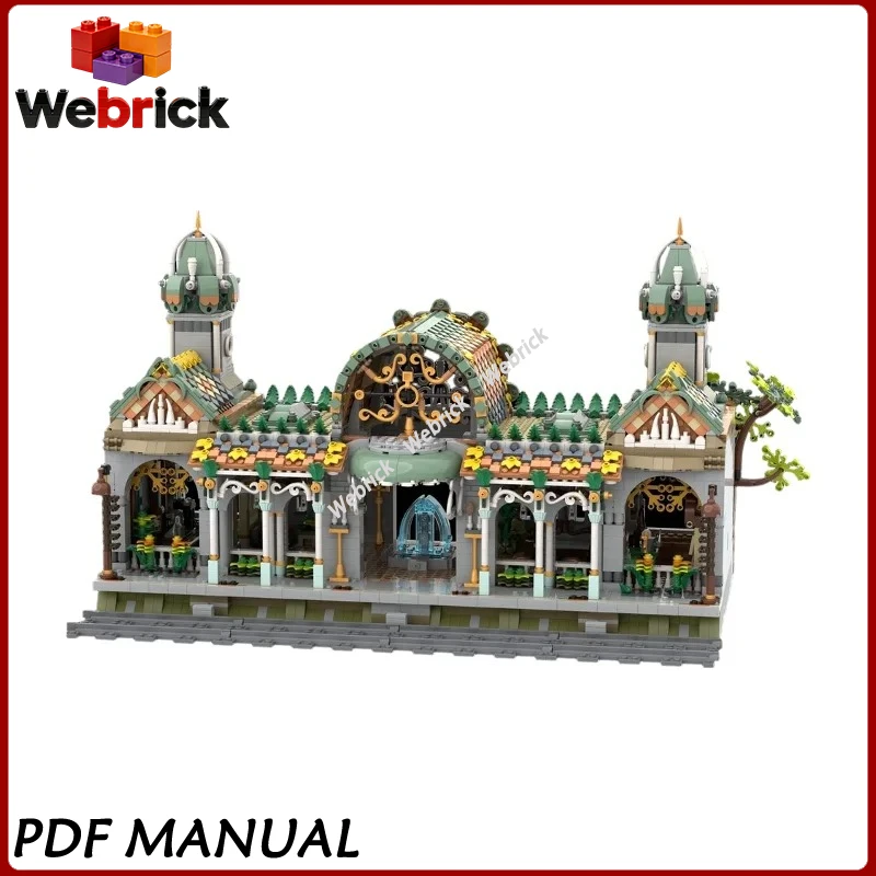 Fantasy Elven Architecture Building Blocks, Elegant Train Station Model with Fairy Forest Design for Home Decor 4632PCS