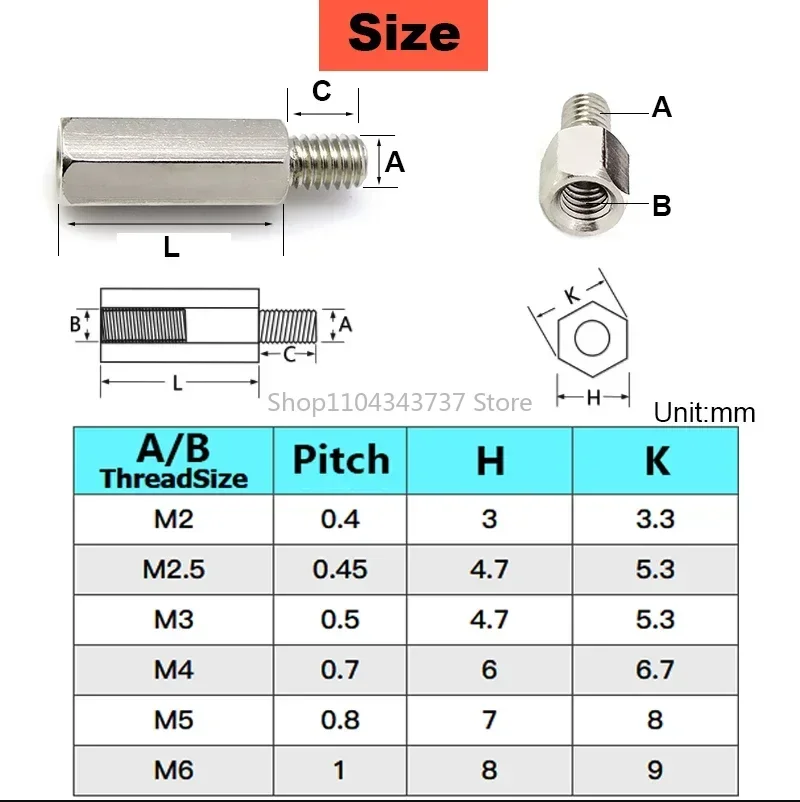 M2~ M10 303 Stainless Steel Single-head Hexagonal Iron Column Isolation Support Bracket Stud PBC Motherboard Chassis Connection