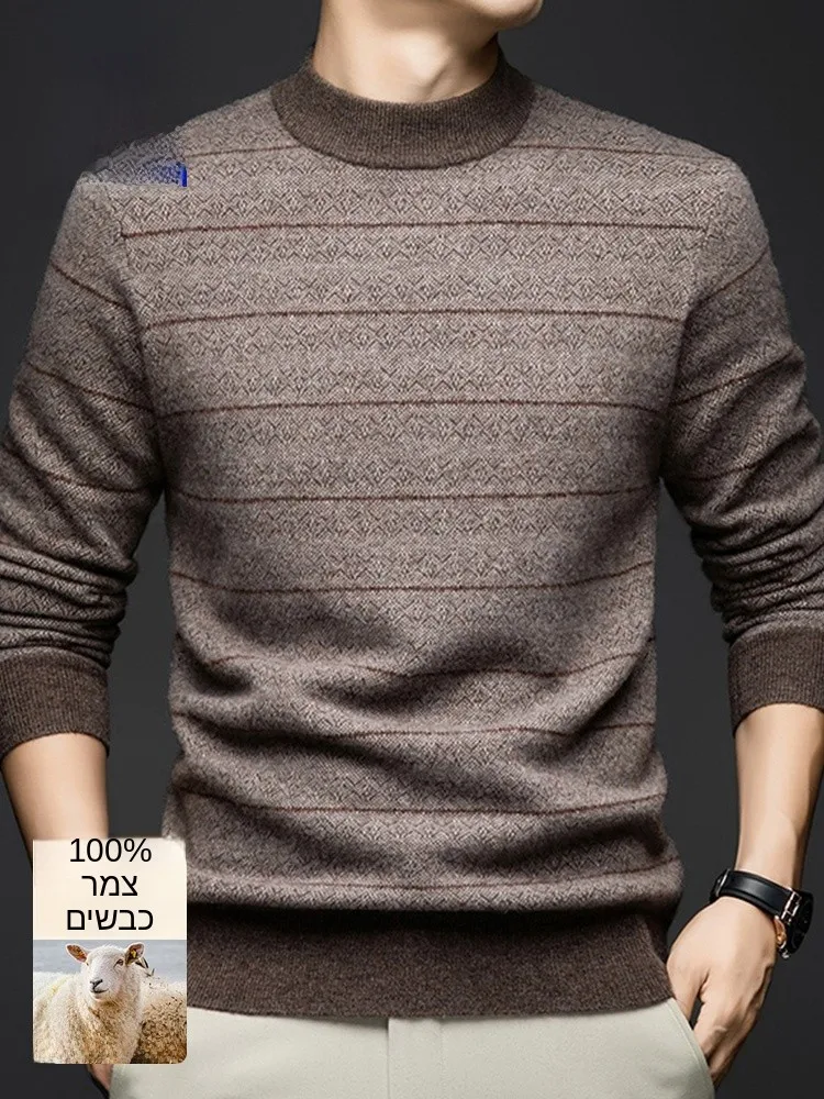 

Thickened Half High Collar Knitted Sweater Tassel Woolen Cashmere Warm Base Shirt for Men Casual Style Winter Season