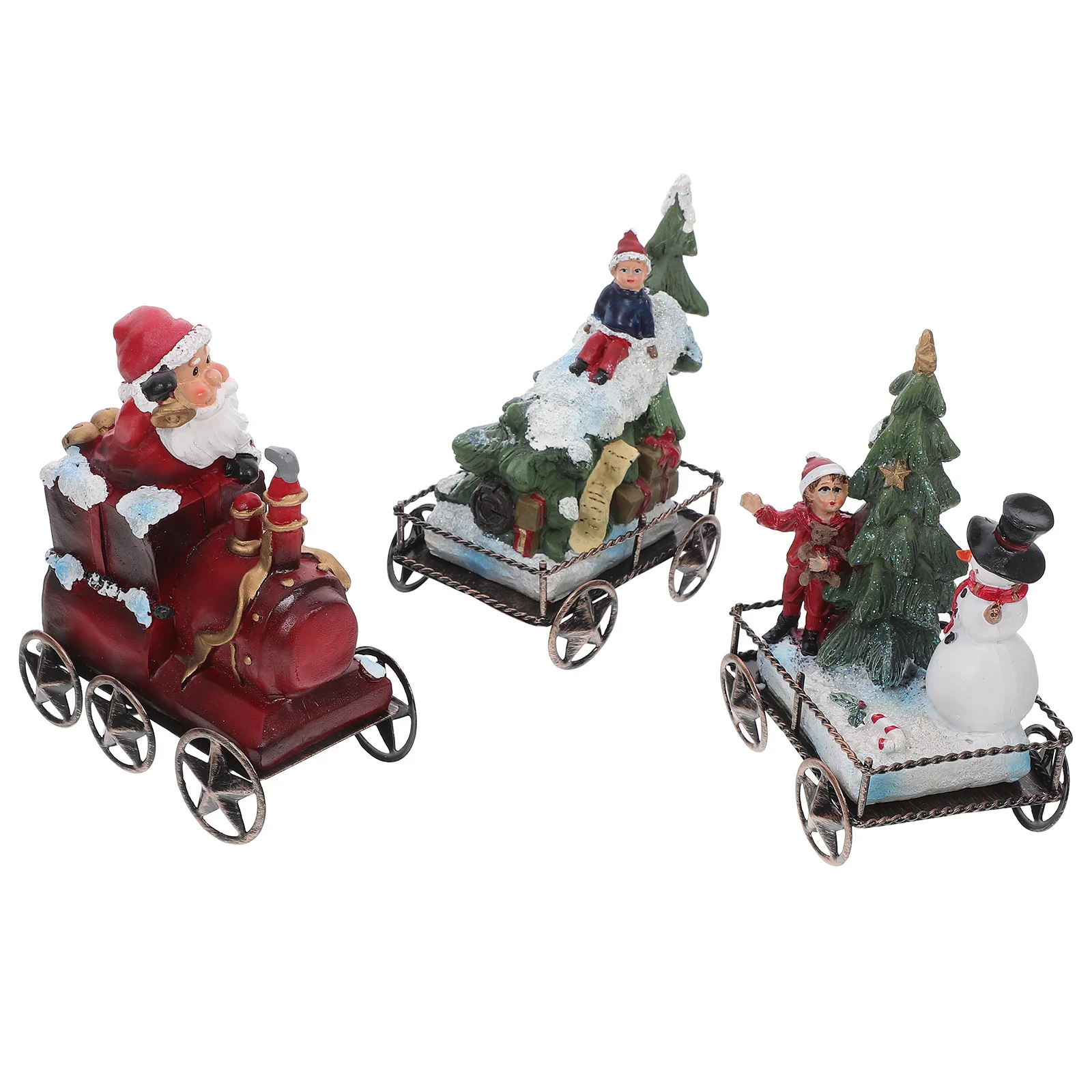 

3 Pcs Christmas Train Party Decorative Props Scenes Decoration Desktop Decorations